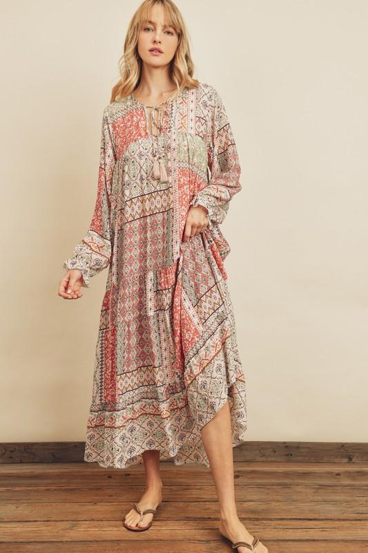 Shiloh Boho Patchwork Maxi Dress - Blush Patchwork Girls Will Be Girls Shiloh Boho Patchwork Maxi Dress - Blush Patchwork Girls Will Be Girls