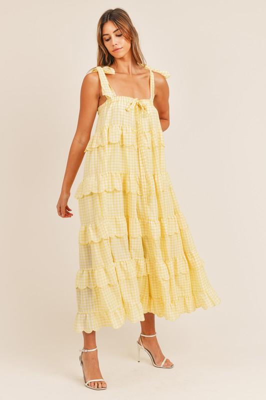 Alexandria Tiered Gingham Midi Dress