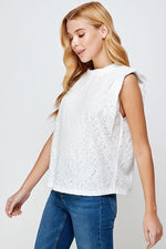 Azalea Lace Muscle Tee with Shoulder Pads