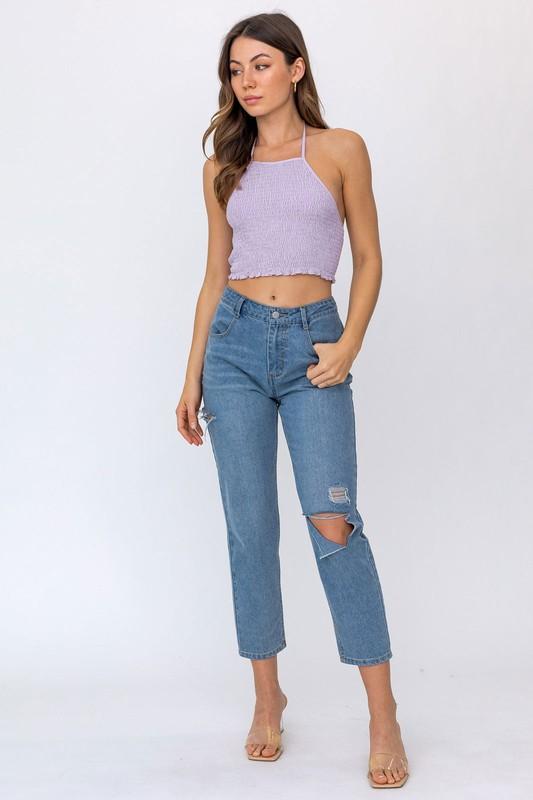 Arria Halter Smocked Top