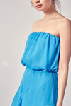 Delaire Waist Tie Strapless Dress - Blue