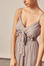 Magdalene Ruffle Detail Maxi Dress - Silver/Olive