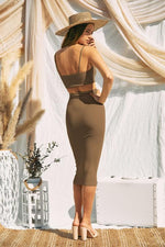 Simone Cut Out Ribbed Midi Dress - Mocha