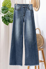 Braelynn High Waist Frayed Hem Wide Leg Jeans