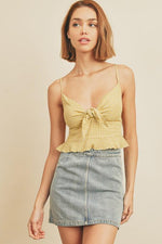 Eleanor Gingham Ruffle Top - Pear