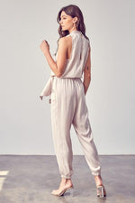 Alba Sleeveless Front Tie Jumpsuit - Cream
