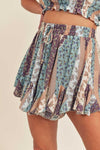 Aliana Patchwork Tube Top And Shorts Set - Plum