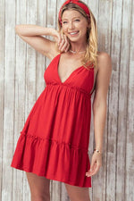 Xenia Solid Ruffle Detail Mini Babydoll Cami Dress