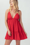 Xenia Solid Ruffle Detail Mini Babydoll Cami Dress