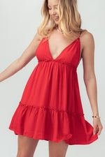 Xenia Solid Ruffle Detail Mini Babydoll Cami Dress