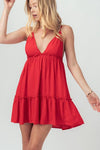 Xenia Solid Ruffle Detail Mini Babydoll Cami Dress