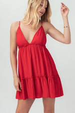 Xenia Solid Ruffle Detail Mini Babydoll Cami Dress