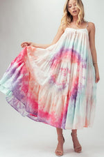 Aileen Watercolor Tie Dye Tiered Maxi Dress
