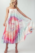 Aileen Watercolor Tie Dye Tiered Maxi Dress