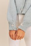 Arlene Fuzzy Cardigan Jacket - Ice Blue