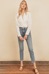 Carolina Long Sleeve Cowl Neck Bodysuit - White