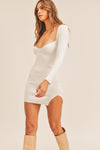 Vicky Ribbed Sweater Mini Dress - White