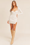 Vicky Ribbed Sweater Mini Dress - White