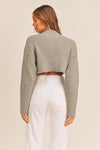 Lynette Mock Neck Ribbed Sweater - Olive