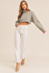Lynette Mock Neck Ribbed Sweater - Olive
