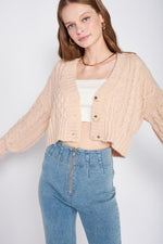 Lesly Long Sleeve Cable Knit Cardigan