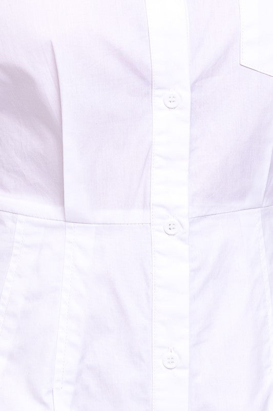 Alvina Pleated Shirt Mini Dress - White