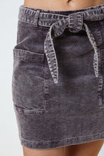 Jeniffer Tie Front Corduroy Mini Skirt - Charcoal