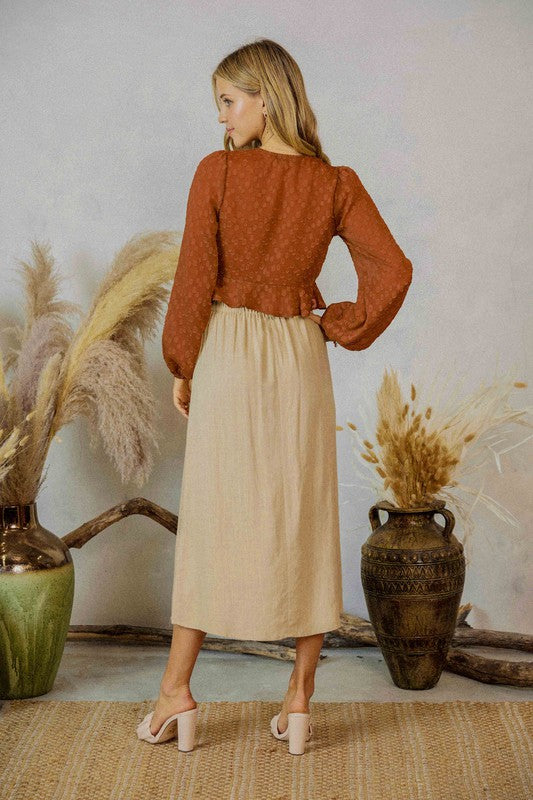Fio Front Bow Crop Top With Ruffle Hem