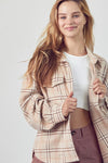 Erma Plaid Button Down Jacket - Taupe
