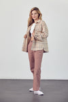 Erma Plaid Button Down Jacket - Taupe