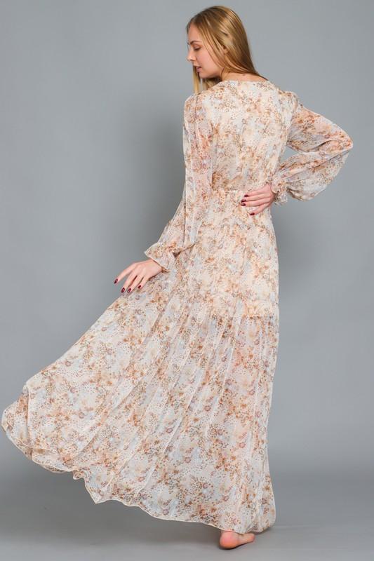 Alayah Long Sleeve Button Down Tiered Maxi Dress