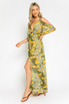 Atlas Yellow Palms Maxi Dress