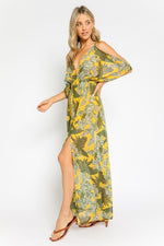 Atlas Yellow Palms Maxi Dress