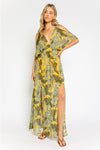 Atlas Yellow Palms Maxi Dress