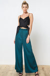 Bret Satin Cross Tie Cami Top - Black