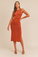 Sandra Slinky Midi Backless Dress - Rust