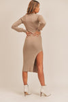 Miley Ribbed Sweater Midi Dress - Taupe