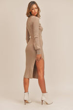 Miley Ribbed Sweater Midi Dress - Taupe