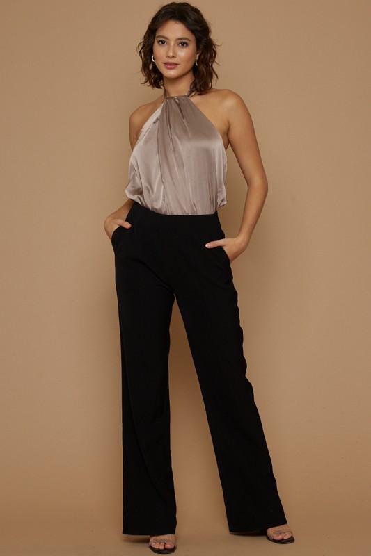 Cory Satin Halter Bodysuit - Mauve