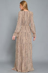 Reme Long Sleeve V-Neck Tiered Maxi Dress