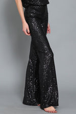 Zora Sequin Palazzo Pants - Black ( See Matching Top )