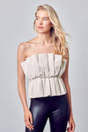 Cadet Leather Ruffle Top - Ecru