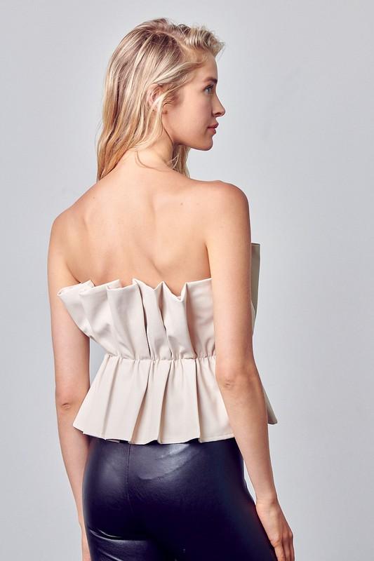 Cadet Leather Ruffle Top - Ecru