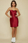 Brena Satin Strapless Mini Dress - Red