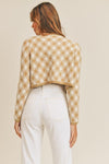 Luka Retro Plaid Crop Sweater Set - Taupe