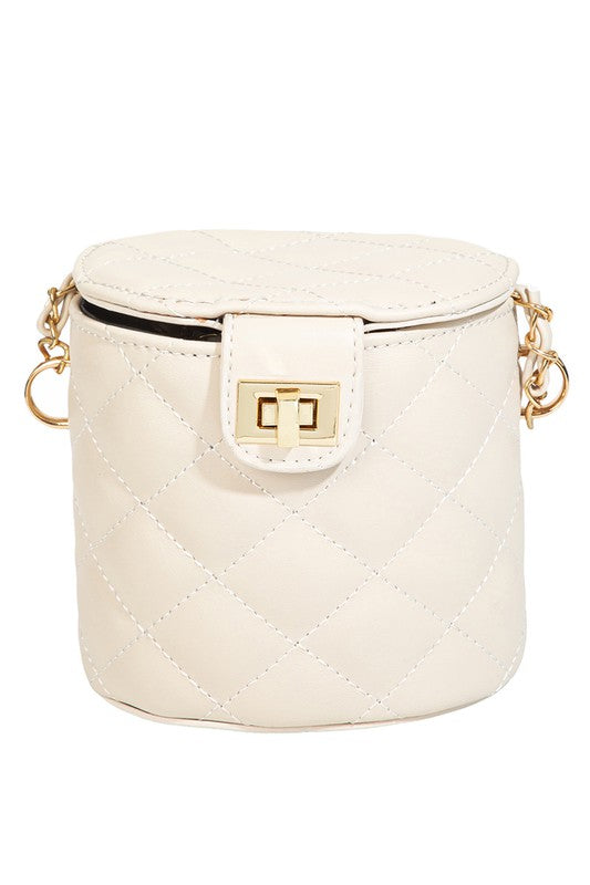 Oria Quilted Cylinder Crossbody Bag - Ivory