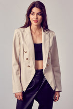 Patty Faux Leather Double Breasted Blazer