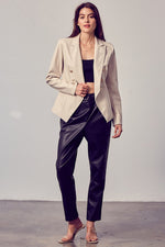 Patty Faux Leather Double Breasted Blazer