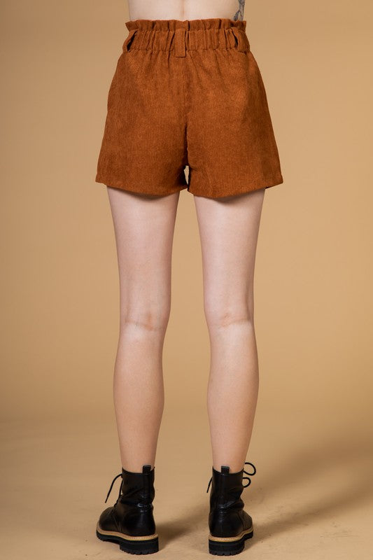 Maritza Corduroy Paper Bag Shorts