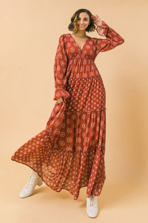 Tati Long Sleeve Empire Maxi Dress